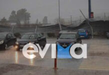 Εύβοια: Μπουρίνι ξήλωσε στέγαστρα αυτοκινήτων σε σούπερ μάρκετ – Πλημμύρισαν δρόμοι από την κακοκαιρία