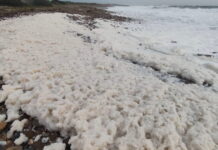 Χανιά: Απόκοσμο σκηνικό από την κακοκαιρία – Παραλία στην Παλαιοχώρα γέμισε αφρούς