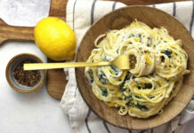 Σπαγγέτι με κρεμώδη σως λεμονιού και ρικότα