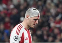 Ολυμπιακός – Λεβερκούζεν: Σφοδρή σύγκρουση Ρέτσου με Πιρόλα, γέμισαν αίματα οι φανέλες τους