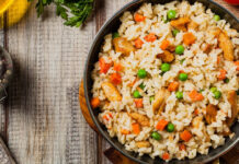 Ριζότο με κοτόπουλο και αρακά