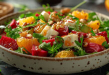 Πράσινη σαλάτα με πορτοκάλι και καρύδια – Ιδανική για ελαφρύ γεύμα