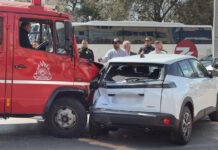 Καραμπόλα 4 αυτοκινήτων με πυροσβεστικό όχημα στην Αθηνών – Ένας τραυματίας, δείτε βίντεο