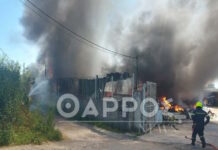 Καλαμάτα: Φωτιά σε επιχείρηση οικοδομικών υλικών και πλαστικών – Διακόπηκε η κυκλοφορία