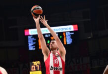 Ο Νίκολα Μιλουτίνοφ του Ολυμπιακού MVP των game 1 των πλέι οφ της Euroleague