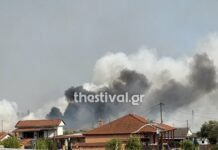 Φωτιά στη Καλλικράτεια Χαλκιδικής: Ήχησε το 112 για εκκένωση των οικισμών Κηπούπολη και Αμπελάκια, κοντά στα σπίτια οι φλόγες