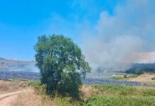Φωτιά στον Αργυρόμυλο Λάρισας – Ρίψεις νερού από 3 αεροπλάνα και 1 ελικόπτερο