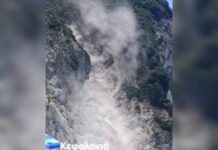 Κεφαλονιά: Κατολίσθηση στον Μύρτο – Βράχια και χώματα κατέληξαν στην παραλία