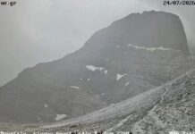 Απίστευτο σκηνικό στον Όλυμπο: Χιόνισε στην καρδιά του καλοκαιριού