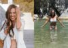 Εναλλακτικές διακοπές για την Ναταλία Δραγούμη: Βούτηξε στους παγωμένους καταρράκτες του Ολύμπου