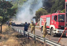 Τραγωδία στην φωτιά στην Ψάθα: Οι πρώτες εικόνες μετά τη σύγκρουση των πυροσβεστικών ελικοπτέρων – Το σημείο της συντριβής