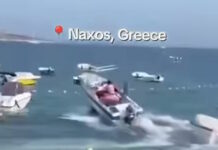 Νάξος: Χειριστής σκάφους έχασε τον έλεγχο και «καβάλησε» βάρκες στη θάλασσα, βίντεο