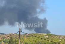 Φωτιά στο Ελληνικό Σαλαμίνας, κοντά στον Ναύσταθμο – Ρίψεις νερού από 3 αεροπλάνα και 1 ελικόπτερο