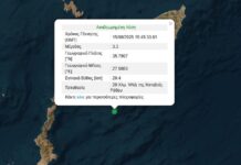 Σεισμός στην Καταβιά Ρόδου μεγέθους 3,3 Ρίχτερ