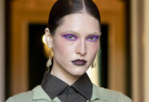 Beauty look Μιλάνου: Neon μάτια και dark lips ’90s