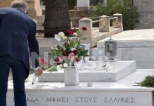 Ο Κώστας Λαλιώτης άφησε λουλούδια στους τάφους των Παπανδρέου, Γεννηματά και Αλευρά πριν την κηδεία της Μαργαρίτας Παπανδρέου
