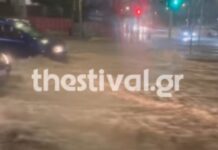 Μπουρίνι «σάρωσε» τη Θεσσαλονίκη – Δρόμοι μετατράπηκαν σε χειμάρρους μέσα σε λίγη ώρα