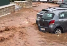 Κακοκαιρία στη Σύμη: Σε ποτάμια μετατράπηκαν οι δρόμοι – Βίντεο