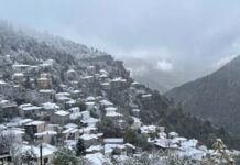 Χιόνια στα ορεινά της Θεσσαλίας, της Ηπείρου και της Στερεάς Ελλάδας: Λευκό σκηνικό και τσουχτερές θερμοκρασίες