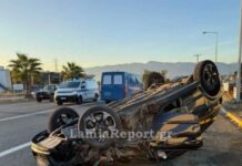 Λαμία: Αυτοκίνητο τράκαρε με αγροτικό και αναποδογύρισε – Ένας τραυματίας